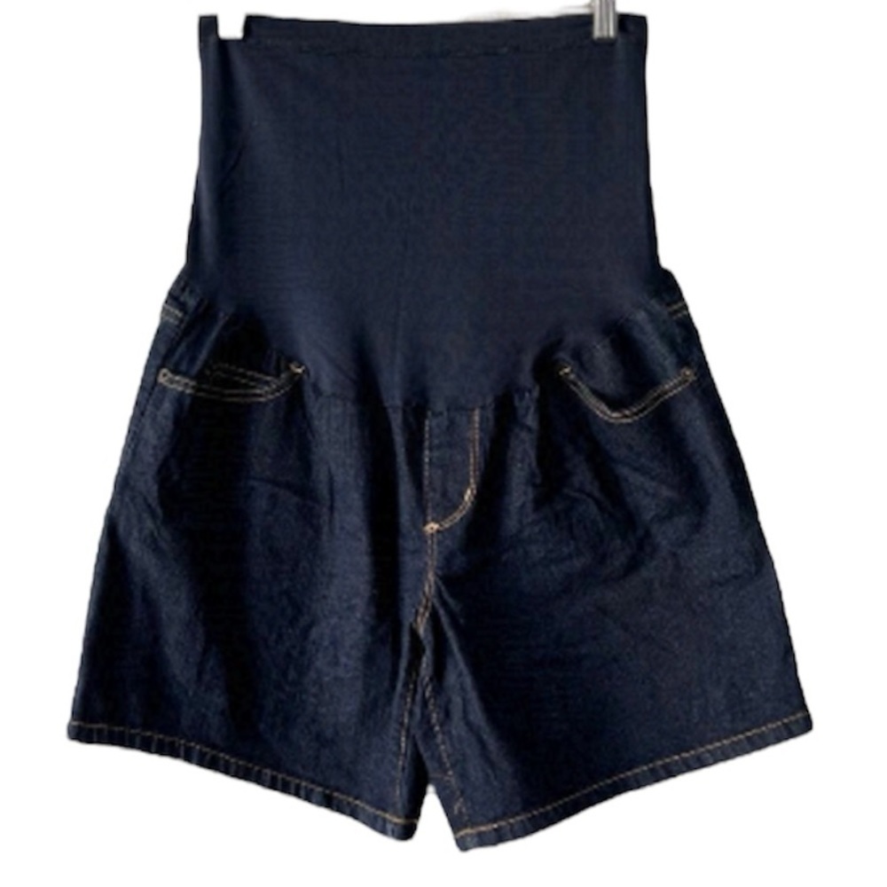 Liz Lange Dark Blue Denim Jean over the Bump Shorts S